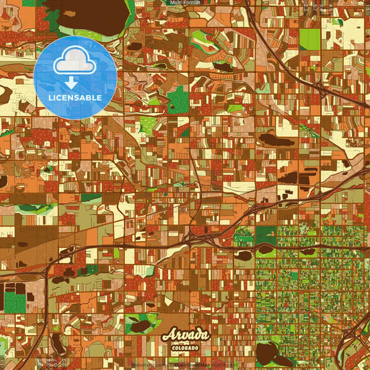 Arvada Colorado Farmhouse Poster Art Map Template