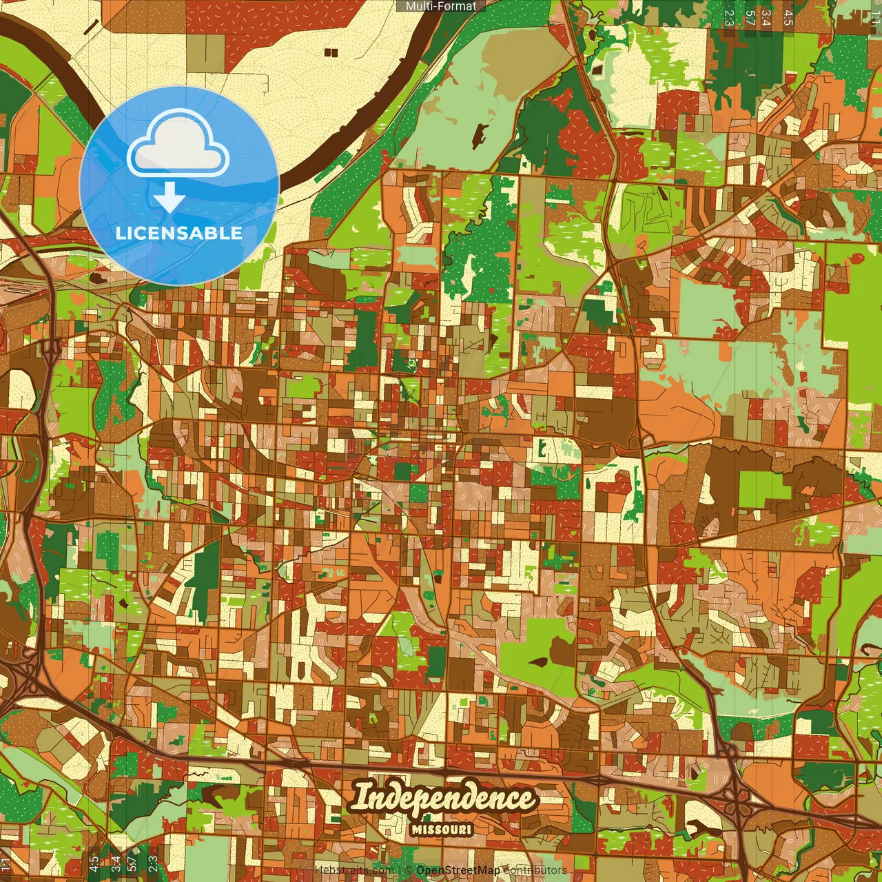 Independence Missouri Farmhouse Poster Art Map Template