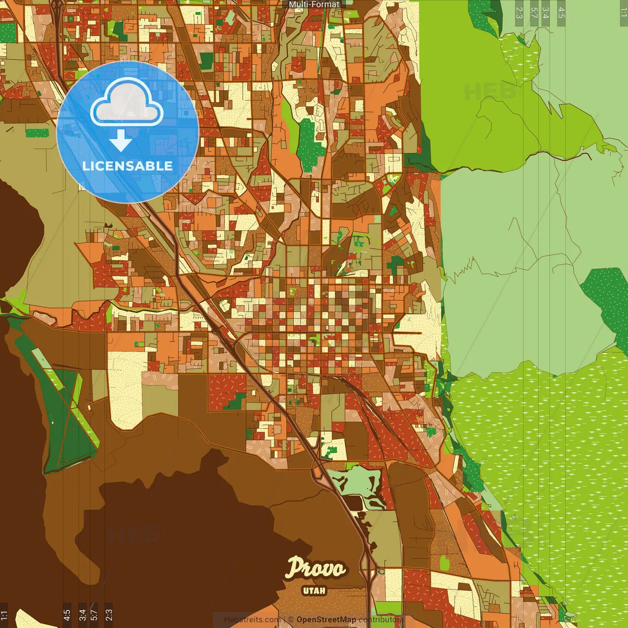 Provo Utah Farmhouse Poster Art Map Template