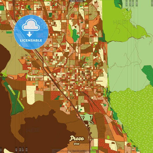 Provo Utah Farmhouse Poster Art Map Template