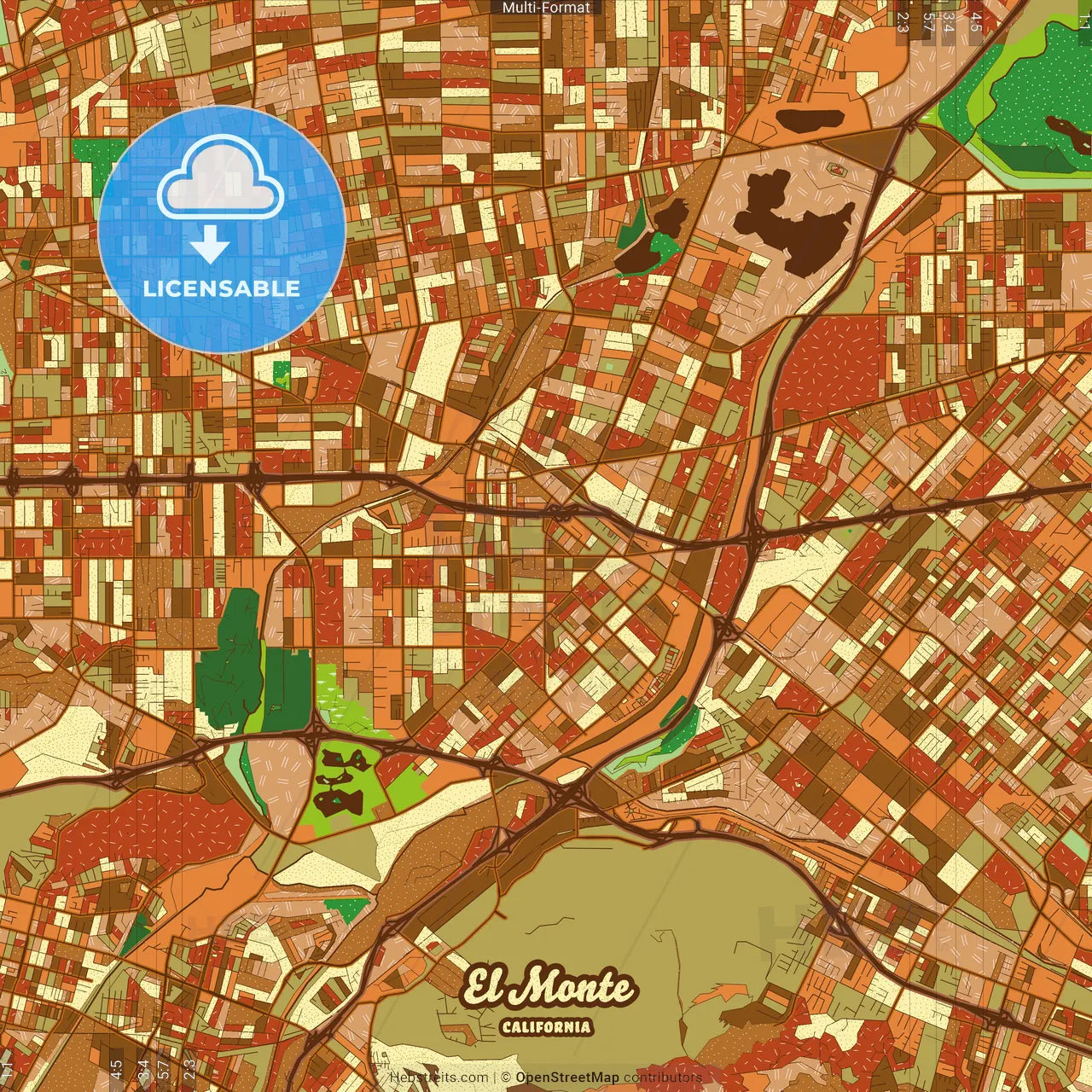 El Monte California Farmhouse Poster Art Map Template