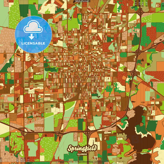 Springfield Illinois Farmhouse Poster Art Map Template