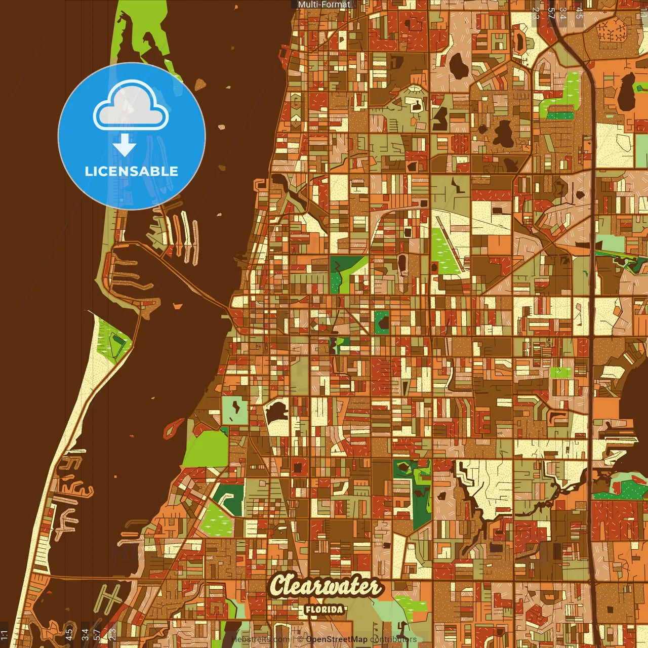 Clearwater Florida Farmhouse Poster Art Map Template