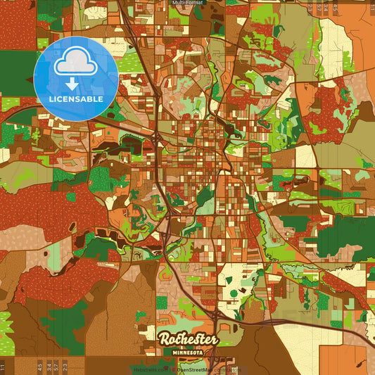 Rochester Minnesota Farmhouse Poster Art Map Template