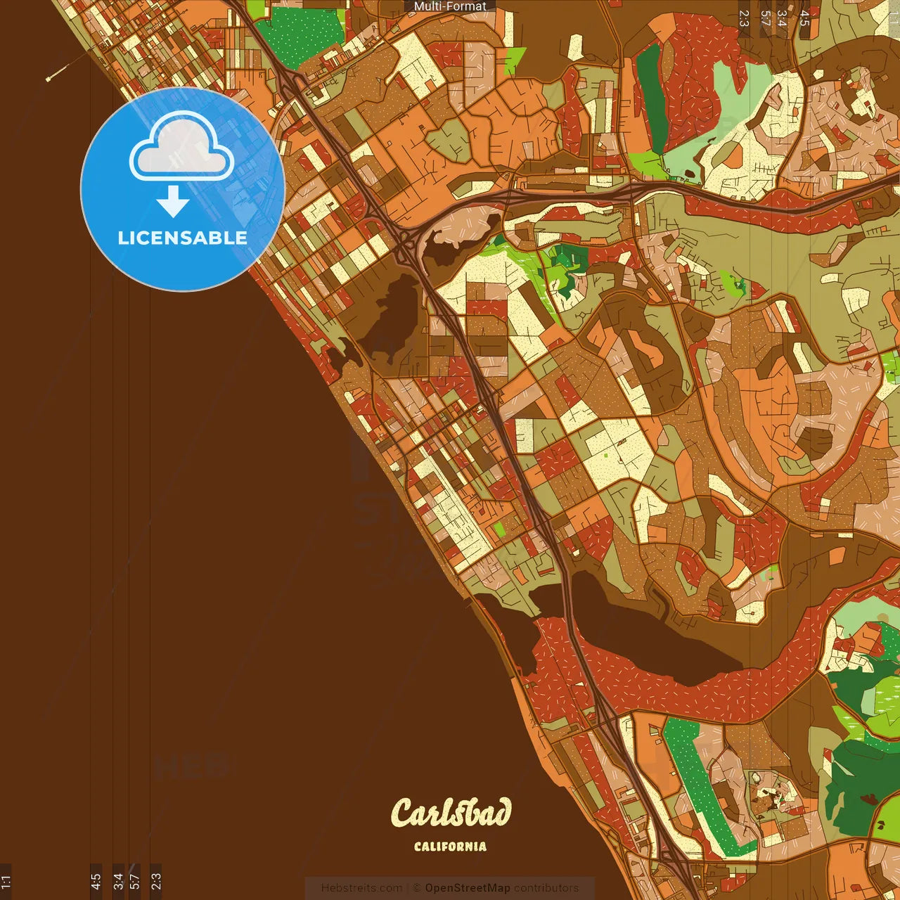 Carlsbad California Farmhouse Poster Art Map Template