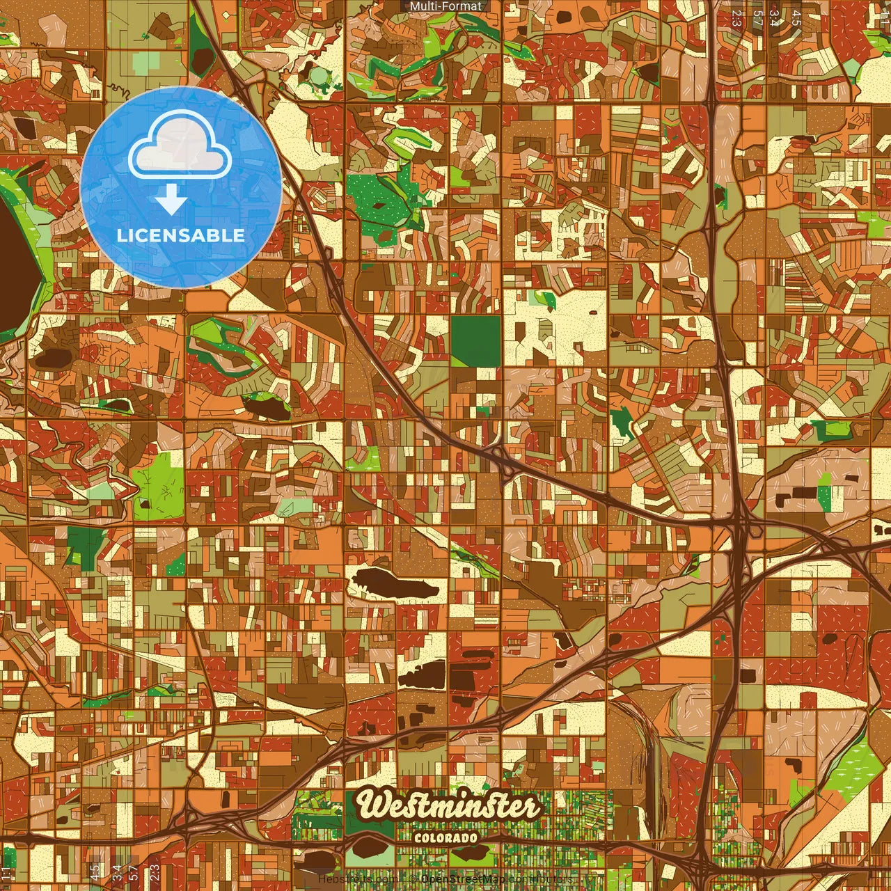 Westminster Colorado Farmhouse Poster Art Map Template