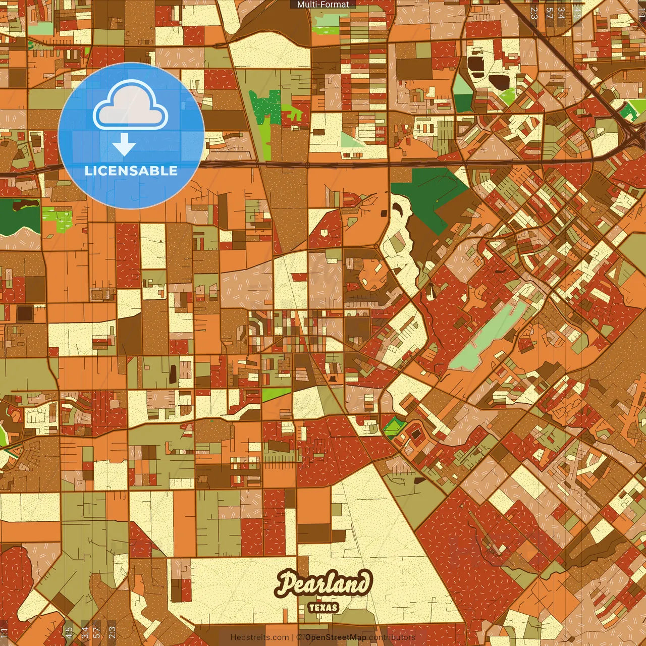 Pearland Texas Farmhouse Poster Art Map Template