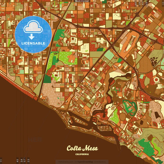 Costa Mesa California Farmhouse Poster Art Map Template