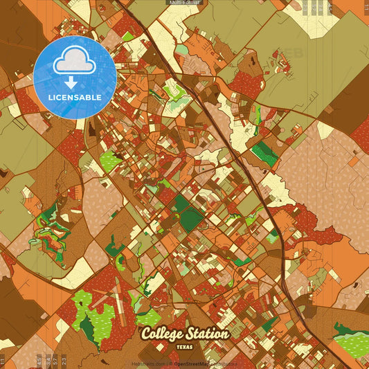 College Station Texas Farmhouse Poster Art Map Template