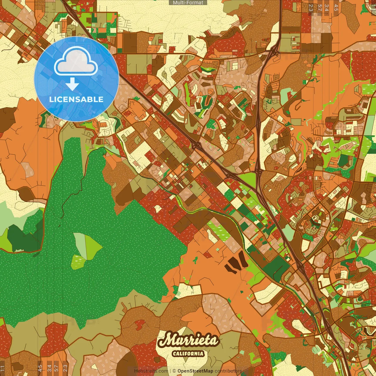 Murrieta California Farmhouse Poster Art Map Template