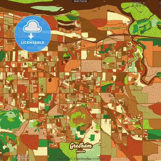 Gresham Oregon Farmhouse Poster Art Map Template