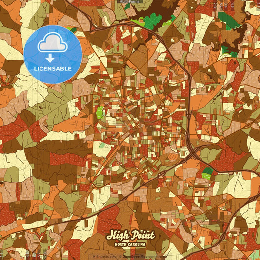 High Point North Carolina Farmhouse Poster Art Map Template