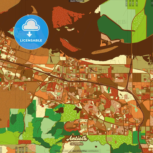 Antioch California Farmhouse Poster Art Map Template