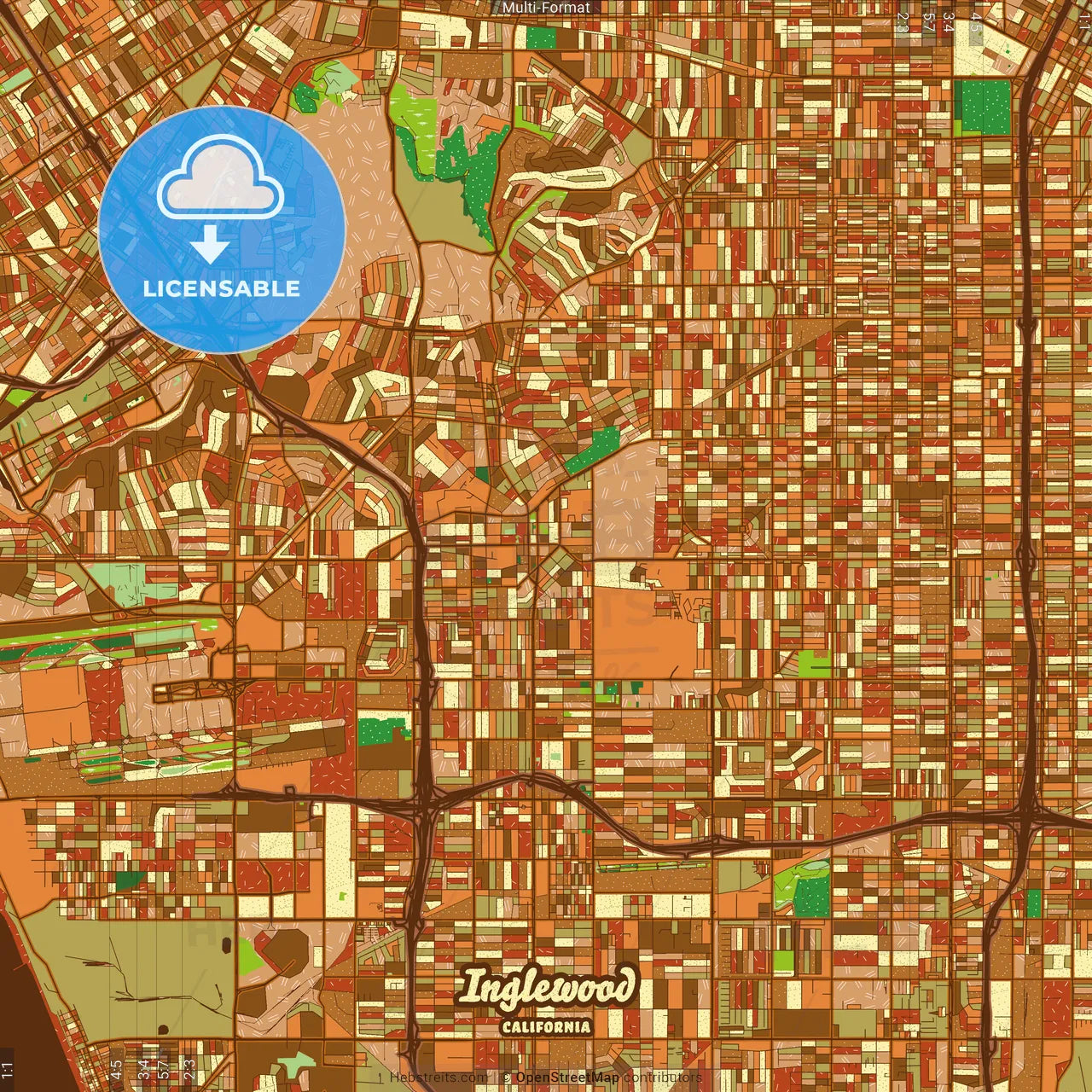 Inglewood California Farmhouse Poster Art Map Template