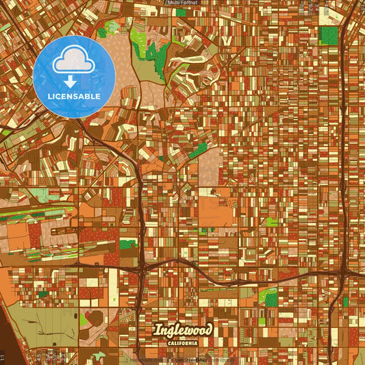 Inglewood California Farmhouse Poster Art Map Template