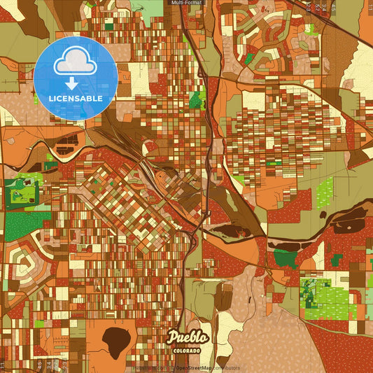 Pueblo Colorado Farmhouse Poster Art Map Template