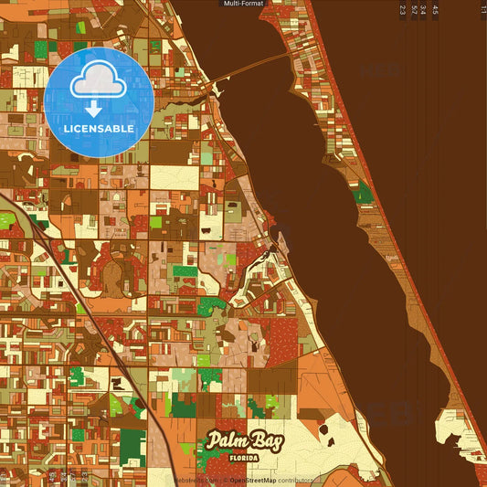 Palm Bay Florida Farmhouse Poster Art Map Template