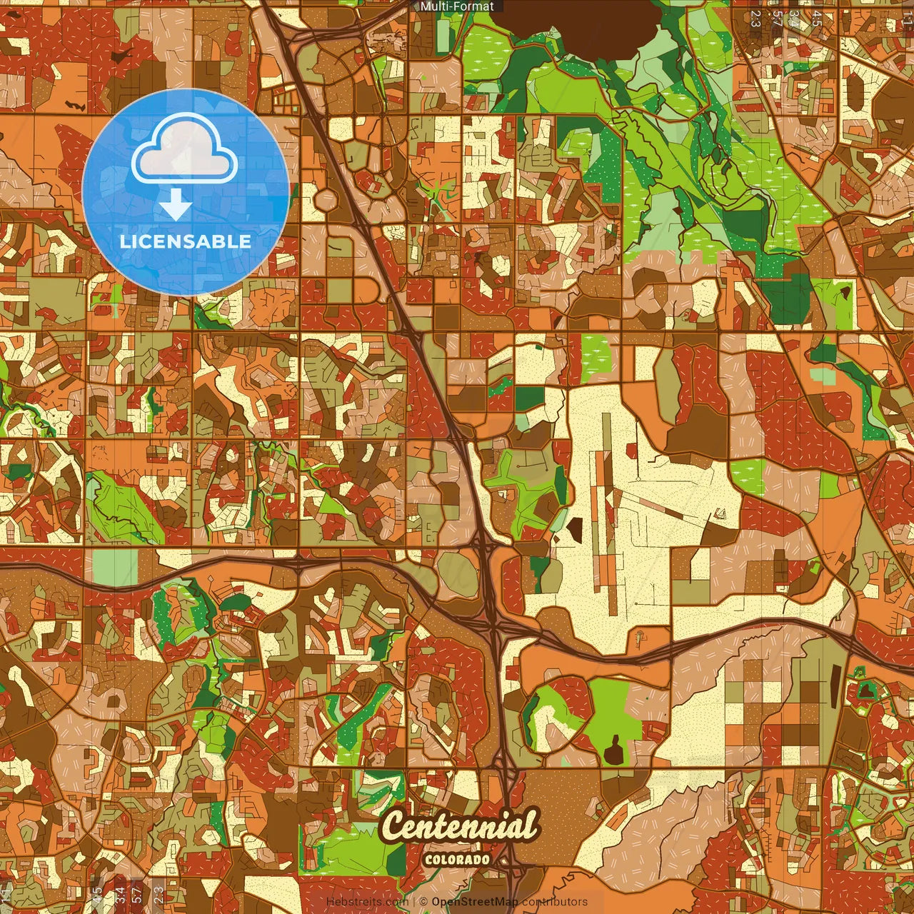 Centennial Colorado Farmhouse Poster Art Map Template