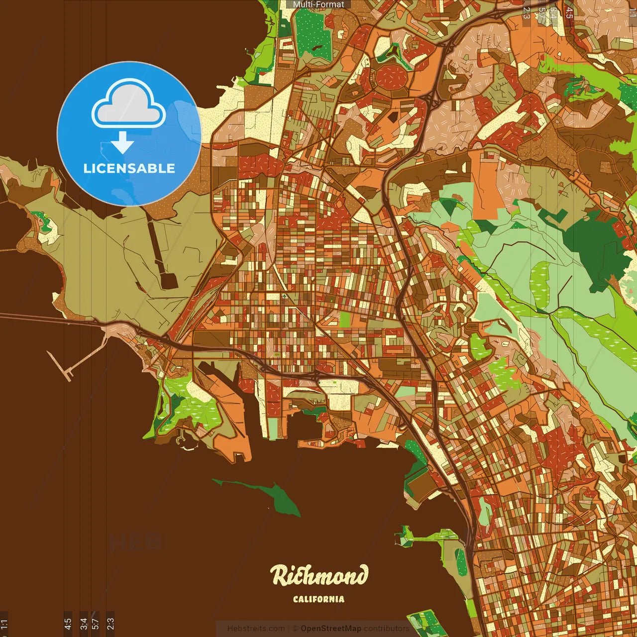 Richmond California Farmhouse Poster Art Map Template