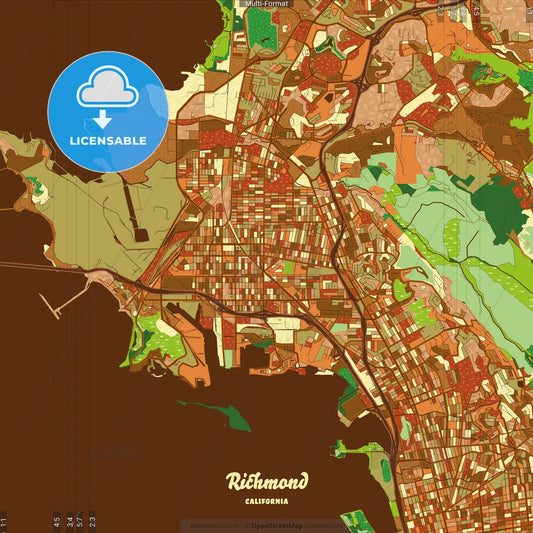 Richmond California Farmhouse Poster Art Map Template