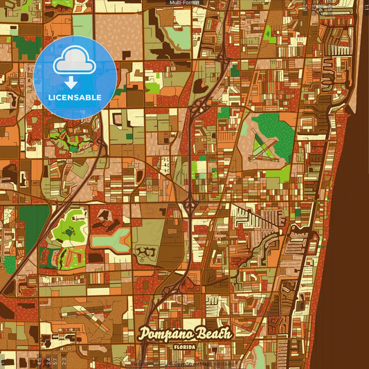 Pompano Beach Florida Farmhouse Poster Art Map Template