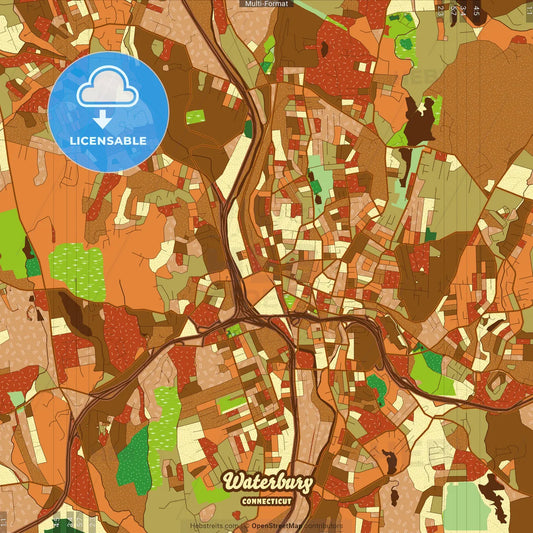 Waterbury Connecticut Farmhouse Poster Art Map Template