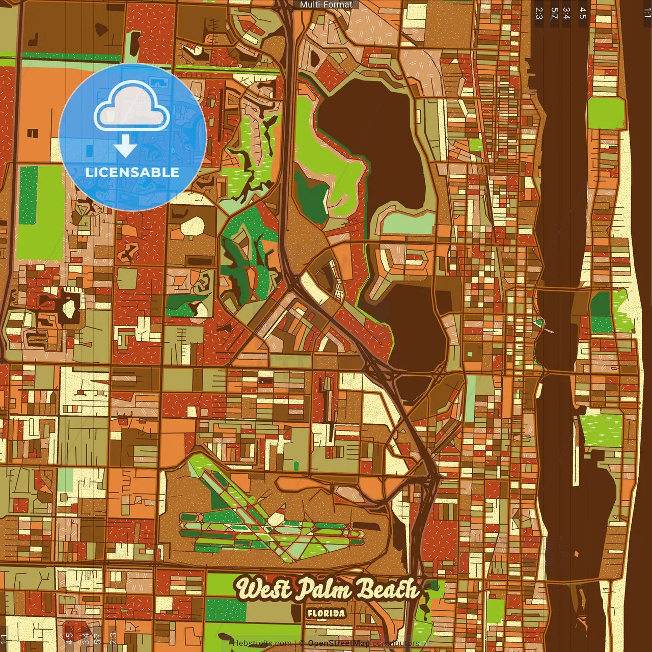 West Palm Beach Florida Farmhouse Poster Art Map Template