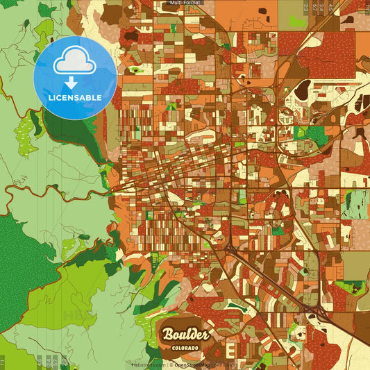 Boulder Colorado Farmhouse Poster Art Map Template