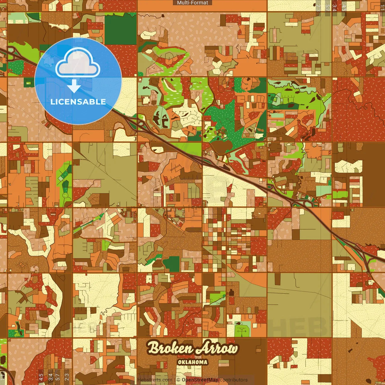 Broken Arrow Oklahoma Farmhouse Poster Art Map Template