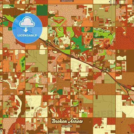 Broken Arrow Oklahoma Farmhouse Poster Art Map Template