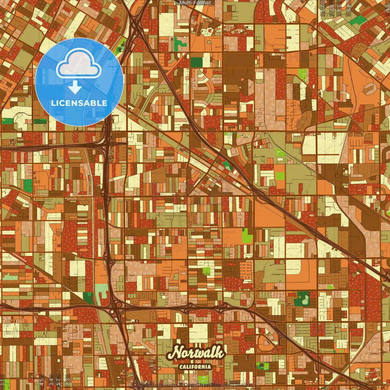 Norwalk California Farmhouse Poster Art Map Template