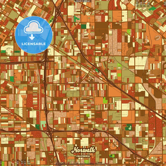 Norwalk California Farmhouse Poster Art Map Template