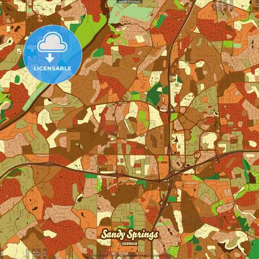 Sandy Springs Georgia Farmhouse Poster Art Map Template