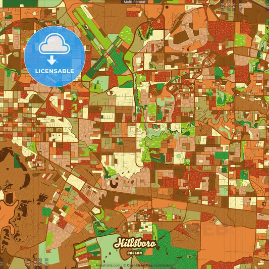 Hillsboro Oregon Farmhouse Poster Art Map Template