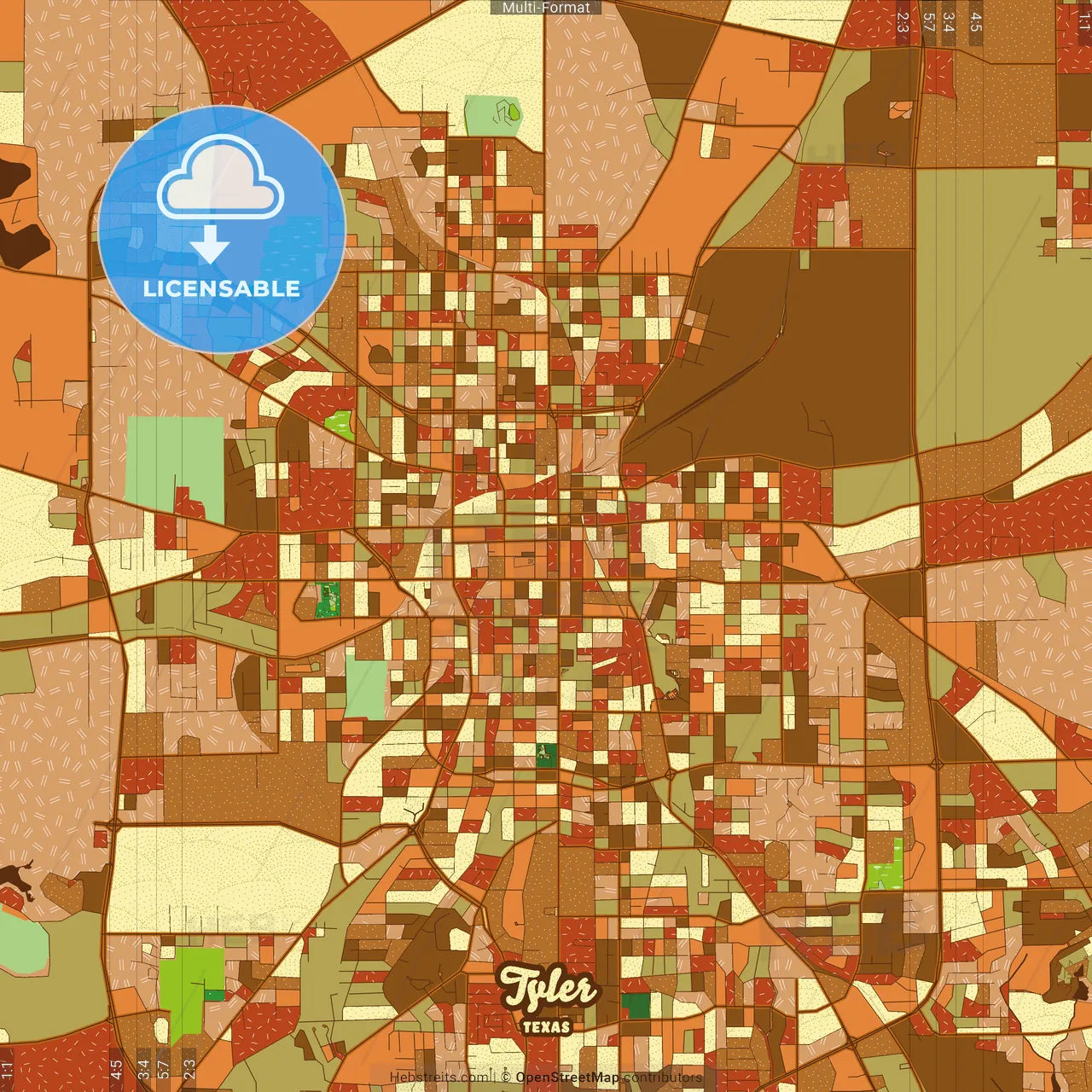 Tyler Texas Farmhouse Poster Art Map Template