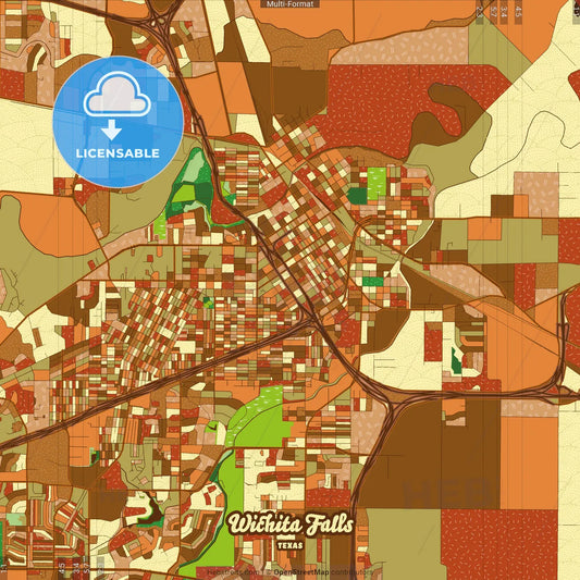 Wichita Falls Texas Farmhouse Poster Art Map Template