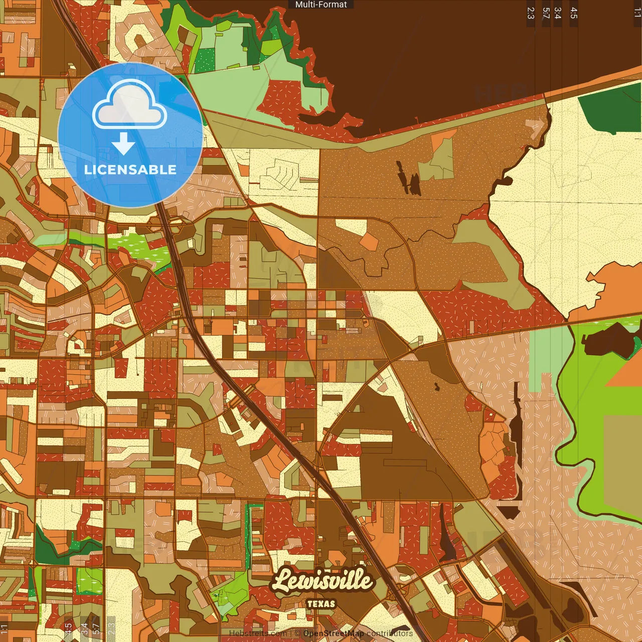 Lewisville Texas Farmhouse Poster Art Map Template