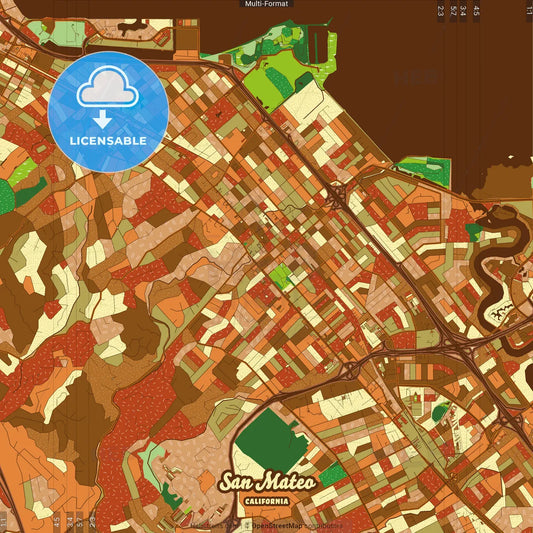 San Mateo California Farmhouse Poster Art Map Template