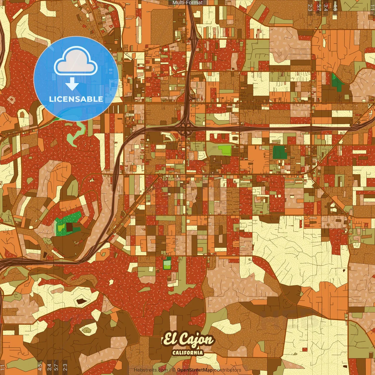 El Cajon California Farmhouse Poster Art Map Template