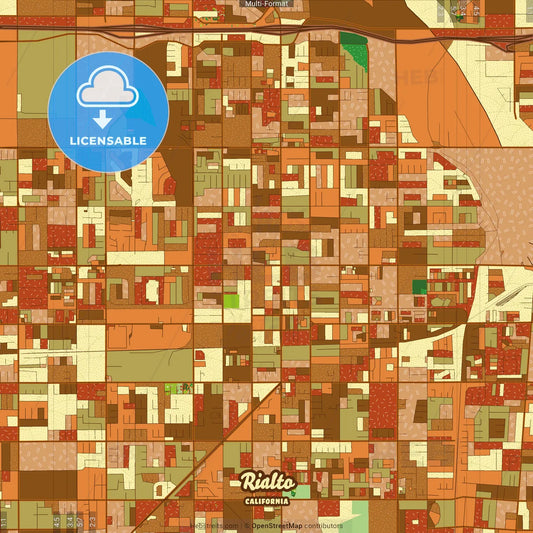 Rialto California Farmhouse Poster Art Map Template