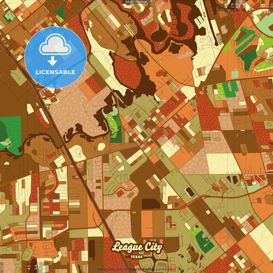 League City Texas Farmhouse Poster Art Map Template