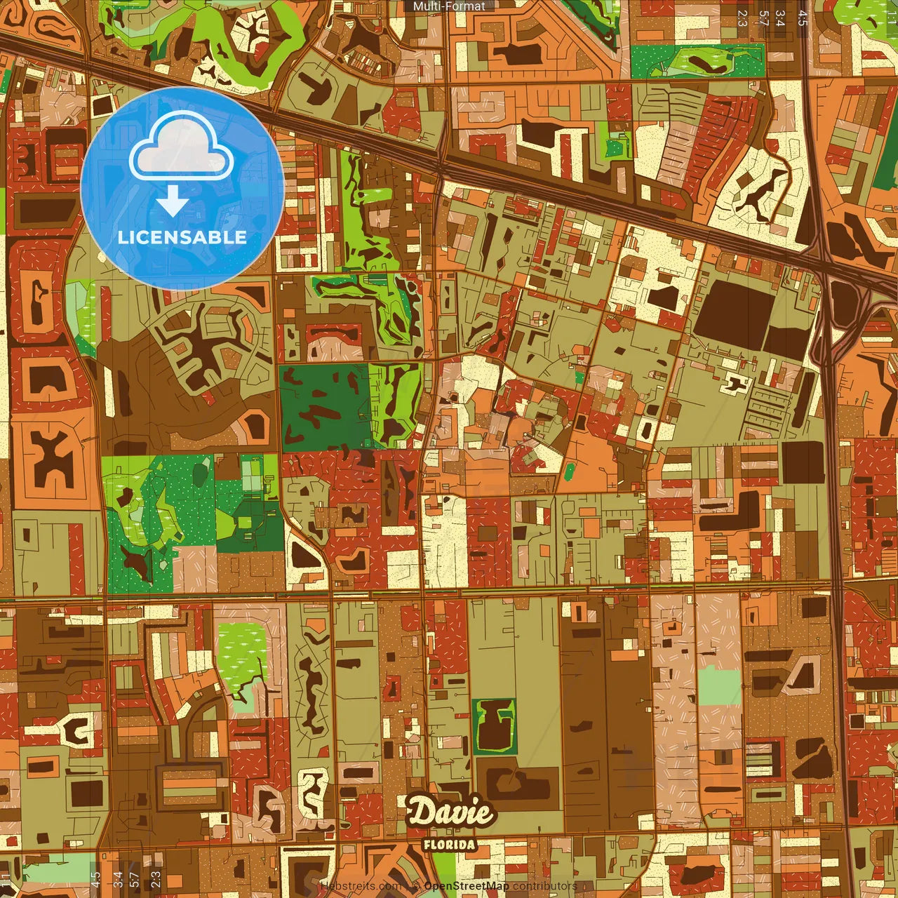 Davie Florida Farmhouse Poster Art Map Template