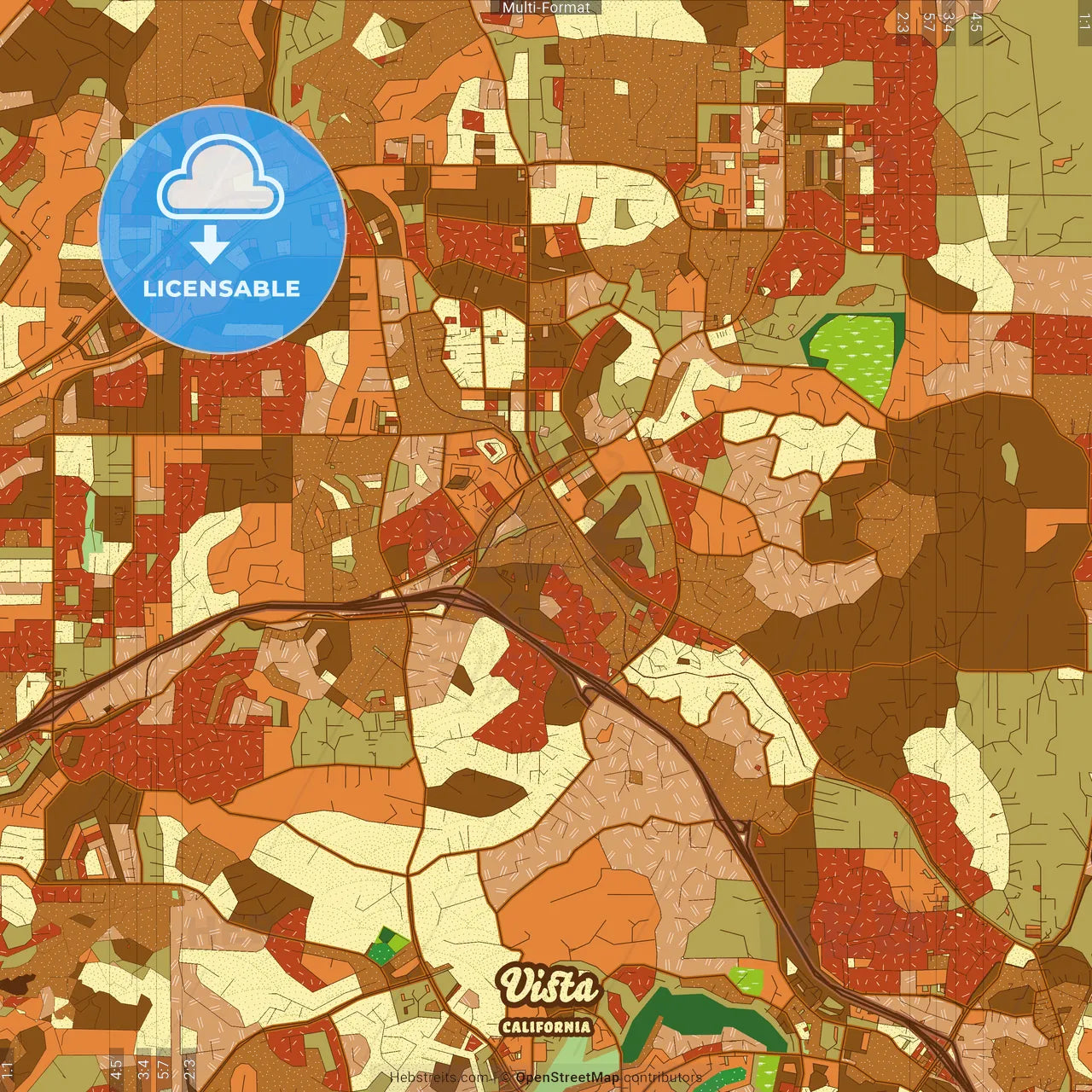 Vista California Farmhouse Poster Art Map Template