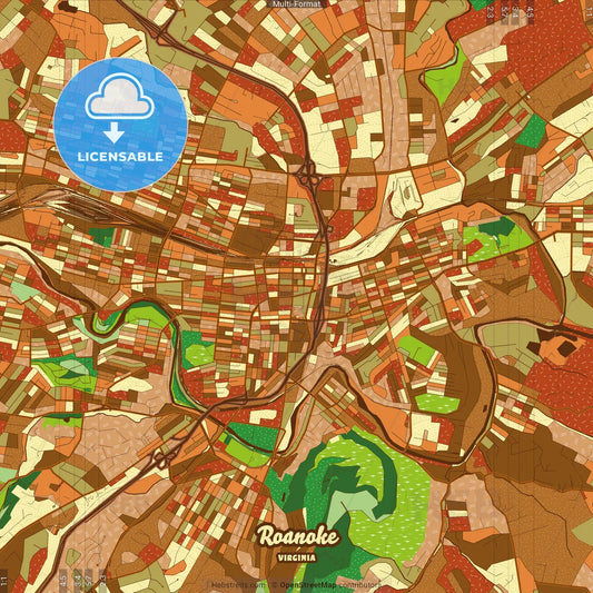 Roanoke Virginia Farmhouse Poster Art Map Template