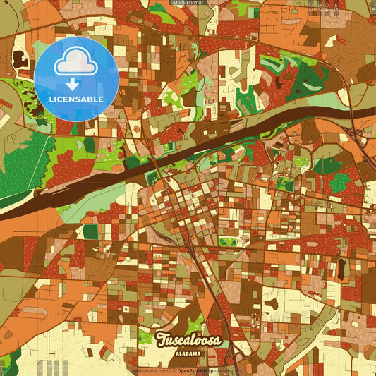 Tuscaloosa Alabama Farmhouse Poster Art Map Template