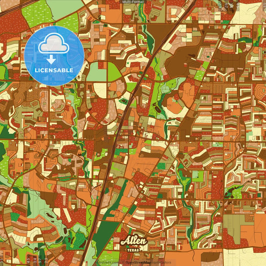 Allen Texas Farmhouse Poster Art Map Template