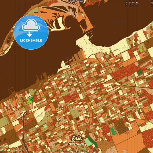 Erie Pennsylvania Farmhouse Poster Art Map Template