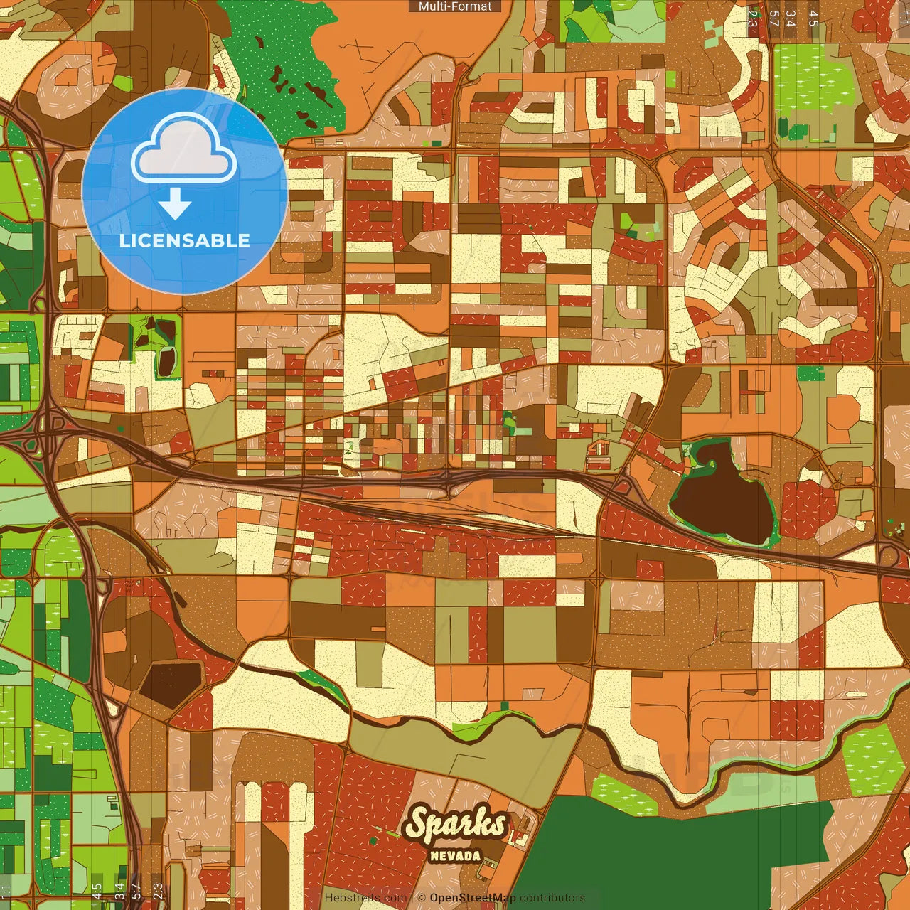 Sparks Nevada Farmhouse Poster Art Map Template