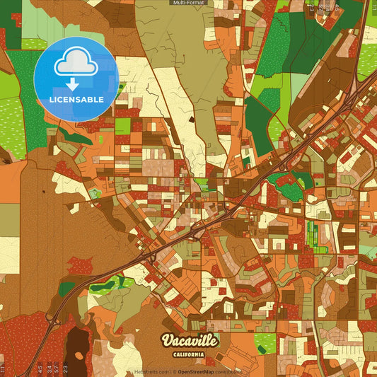 Vacaville California Farmhouse Poster Art Map Template