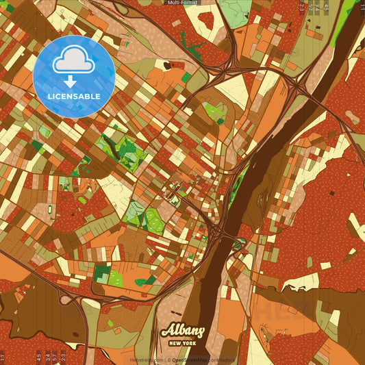 Albany New York Farmhouse Poster Art Map Template